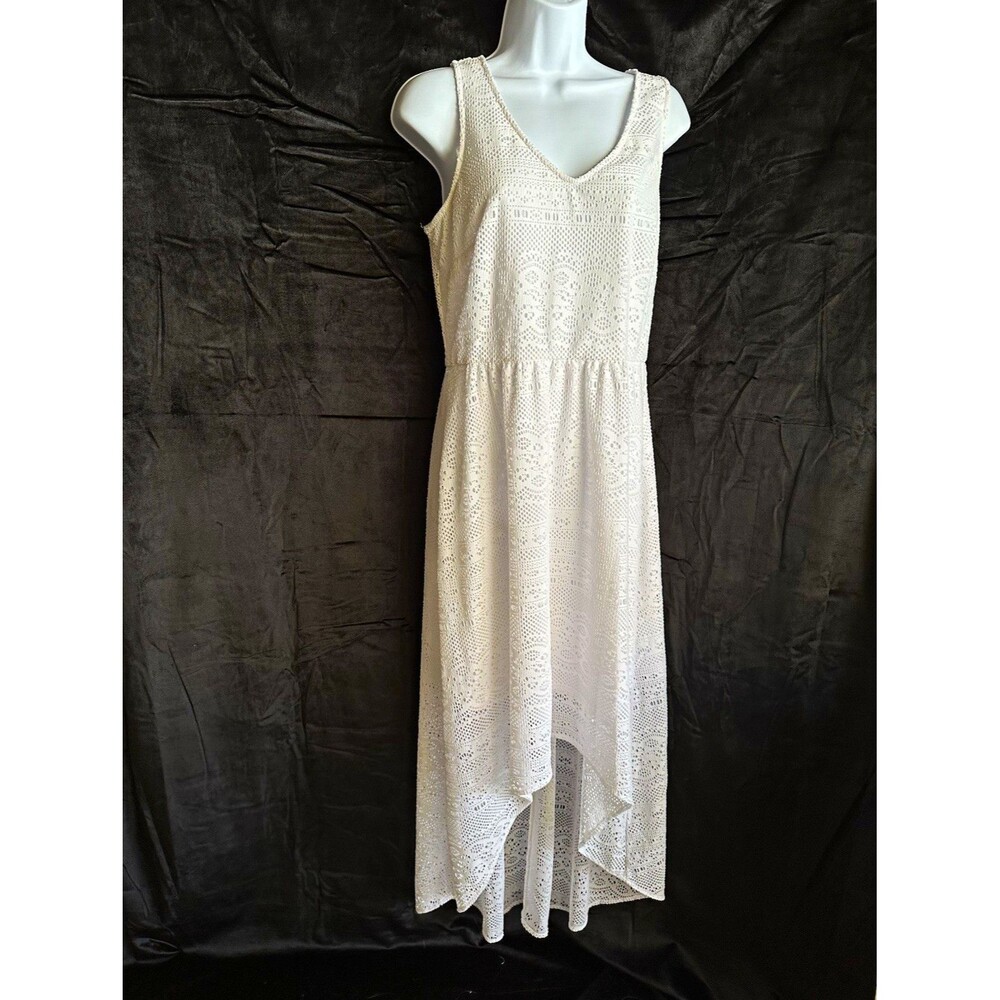MARC NEW YORK White Lace V-Neck Sleeveless Maxi Dress Lined Zip Size 14